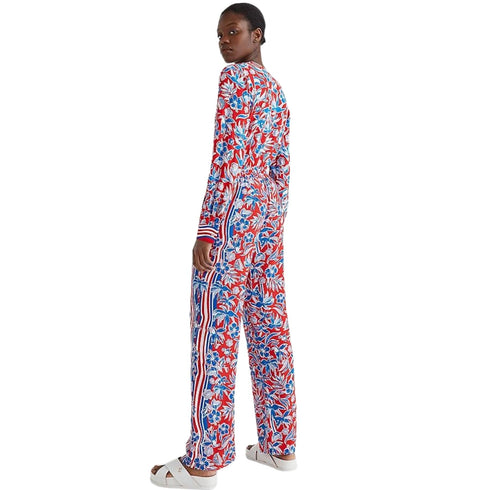 Pantalone Donna a righe con fantasia floreale Rosso TOMMY HILFIGER- Francavilla Moda